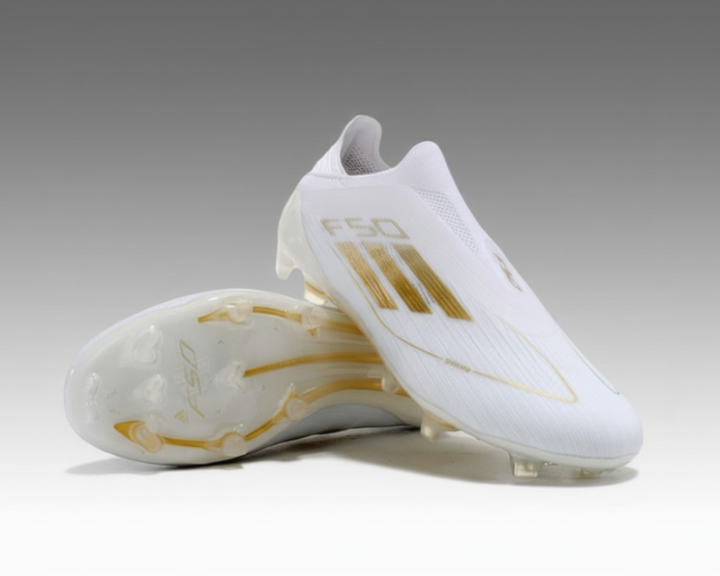 Adidas F50 sans lacets Elite – Blanc / Or intégral