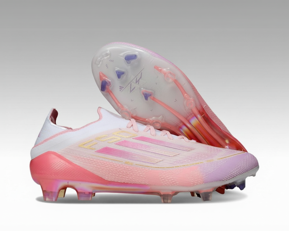 Adidas F50 avec lacets Elite – Rose / Blanc / Or