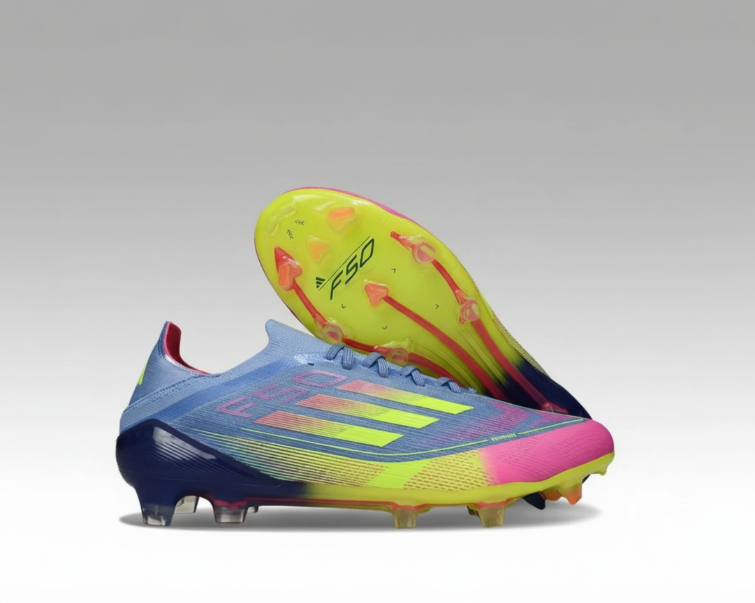 Adidas F50 avec lacets Elite – Multicolore Bleu / Jaune / Rose