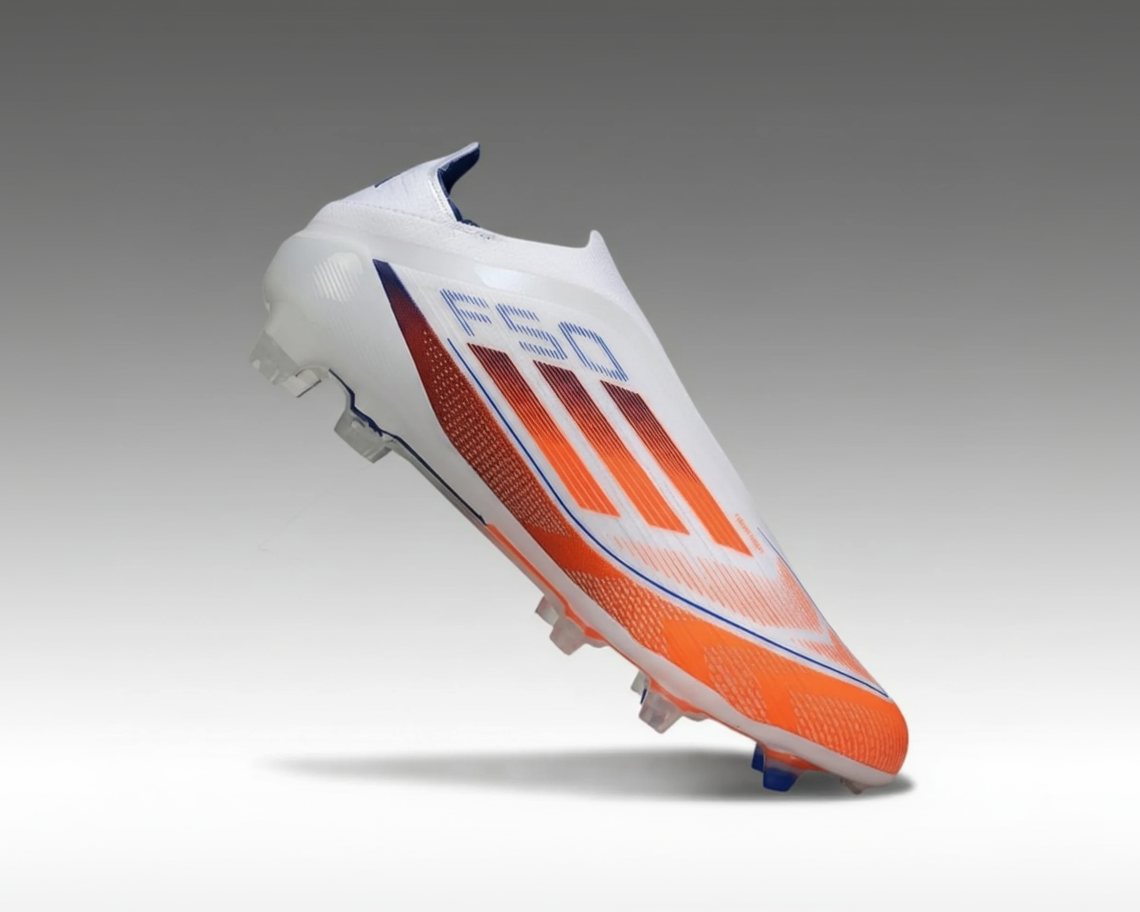 Adidas F50 sans lacets Elite – Blanc / Orange / Bleu