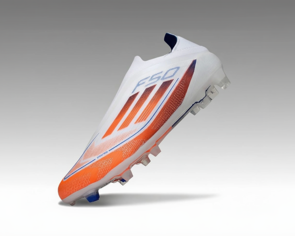 Adidas F50 sans lacets Elite – Blanc / Orange / Bleu