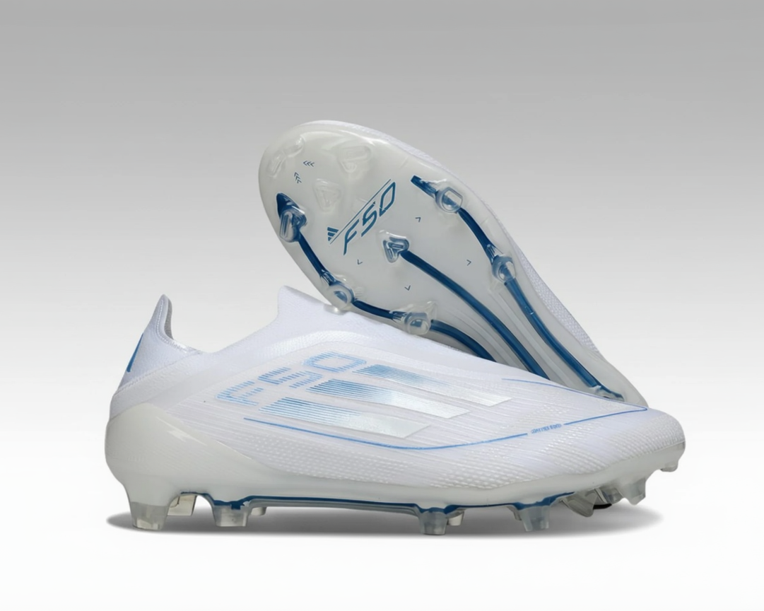 Adidas F50 sans lacets Elite – Blanc / Bleu