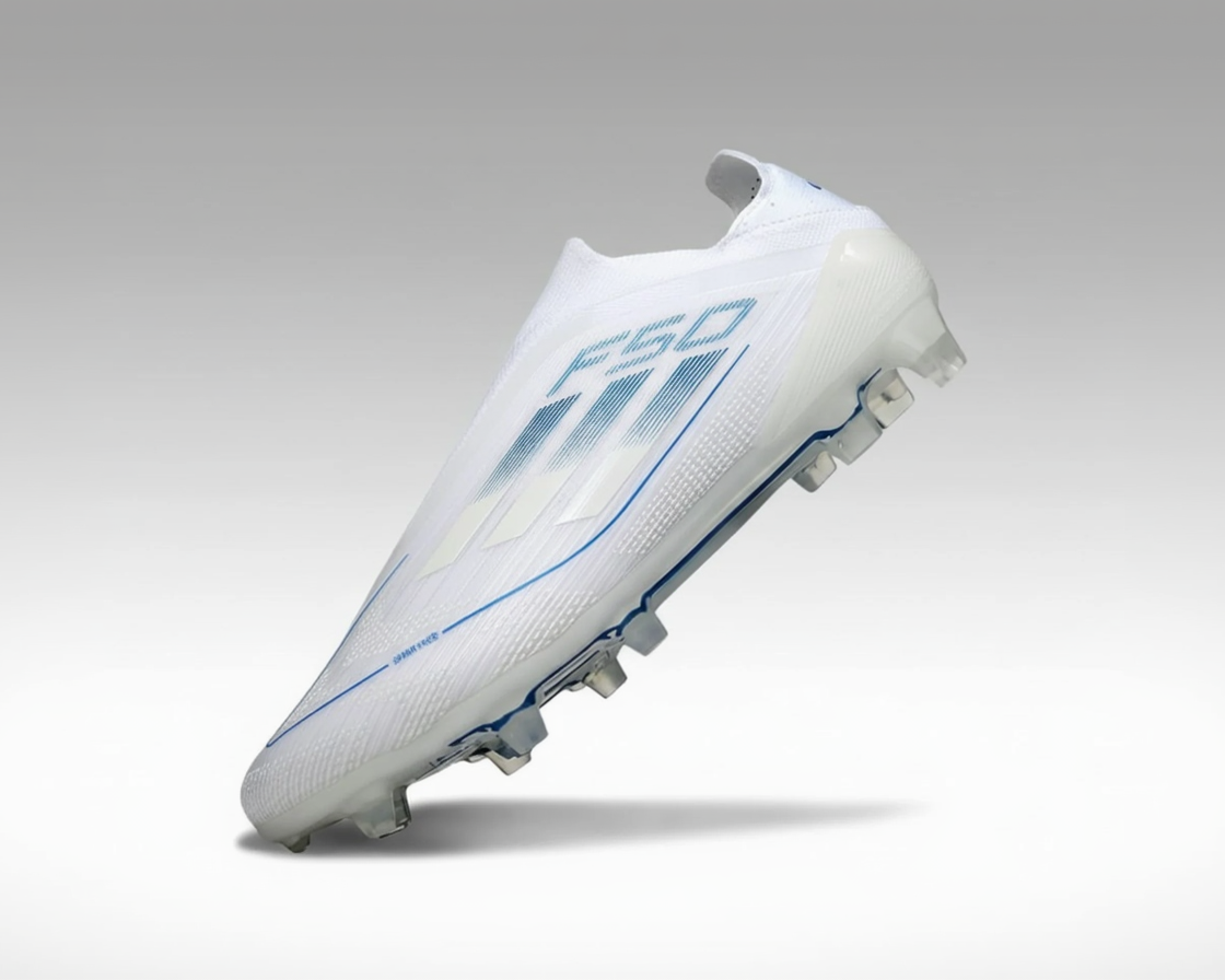 Adidas F50 sans lacets Elite – Blanc / Bleu