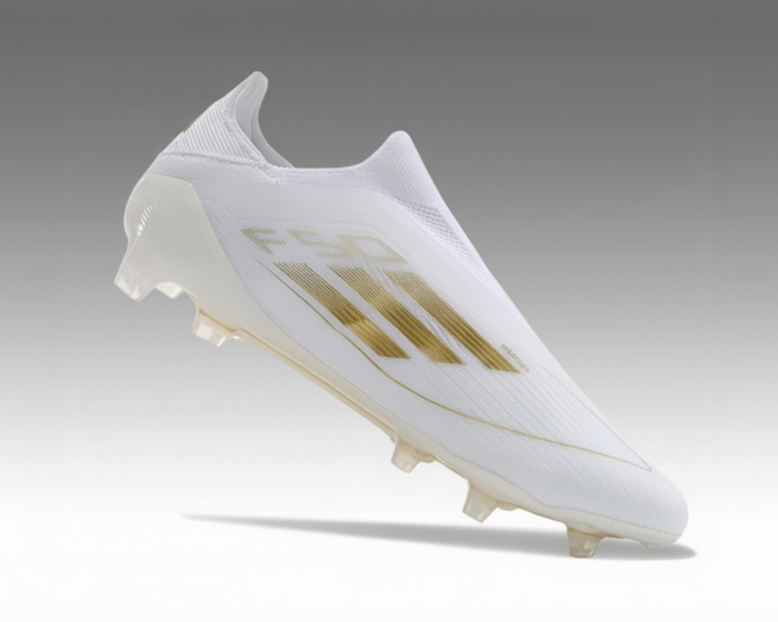 Adidas F50 sans lacets Elite – Blanc / Or intégral