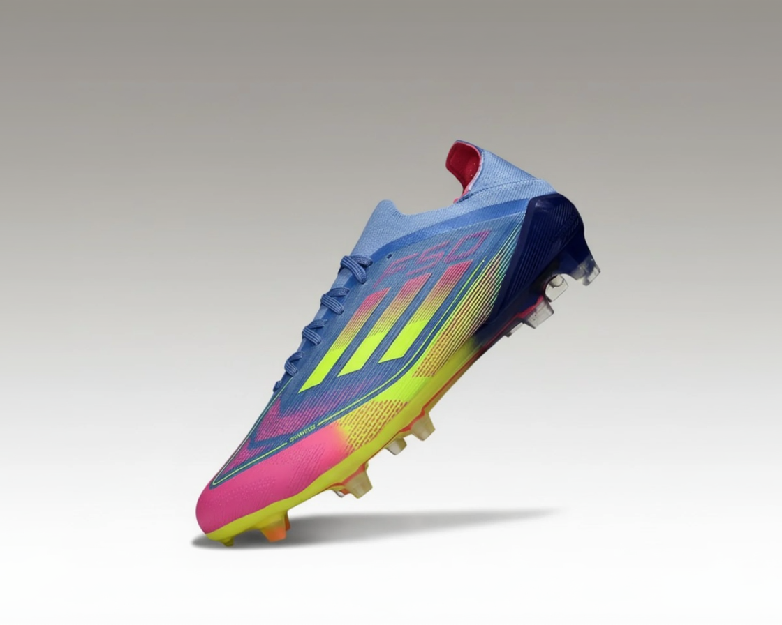 Adidas F50 avec lacets Elite – Multicolore Bleu / Jaune / Rose
