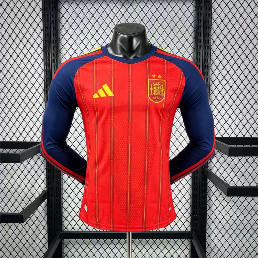 Maillot Espagne Manches Longues Coupe du Monde 2026 Domicile 2 Stars – Player Version